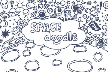 Space coloring book line art design vector illustration. Space separates objects. Space hand drawn doodle design elements.