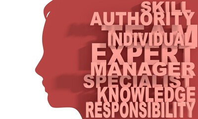 Silhouette of a female head and employment relative tags cloud