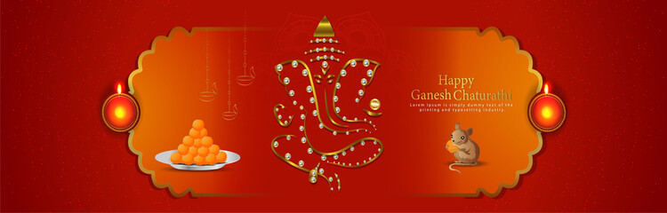Fototapeta na wymiar Happy ganesh chaturthi celebration banner or header