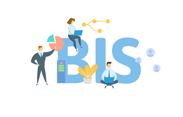 BIS, Bank for International Settlements. Concept with keyword, people and icons. Flat vector illustration. Isolated on white. © Tatyana