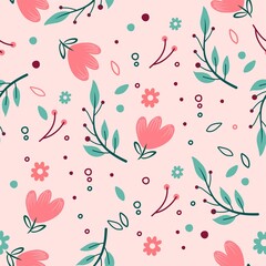 seamless flower in pink background. vector illustration