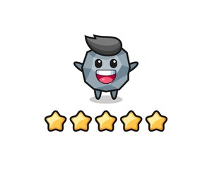 the illustration of customer best rating, stone cute character with 5 stars