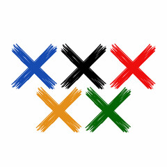 Cross logo icon sign Hand drawn sketch stripe