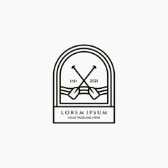 kayak line art icon logo minimalist vector illustration design
