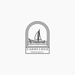 canoe creative line art icon logo minimalist vector illustration design