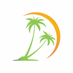 Palm tree summer logo template vector illustration