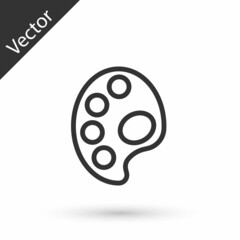 Grey line Palette icon isolated on white background. Vector