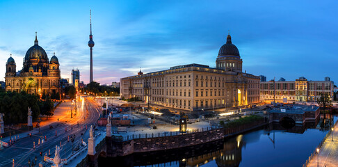 Naklejka na ściany i meble Panoramic aerial view of the Berlin city center. Berlin, Germany.