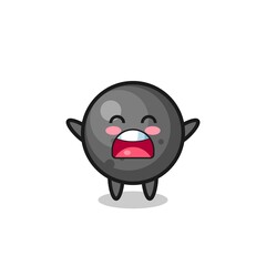 cute cannon ball mascot with a yawn expression