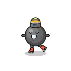 Fototapeta premium cannon ball cartoon as an ice skating player doing perform