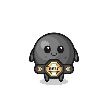 the MMA fighter cannon ball mascot with a belt
