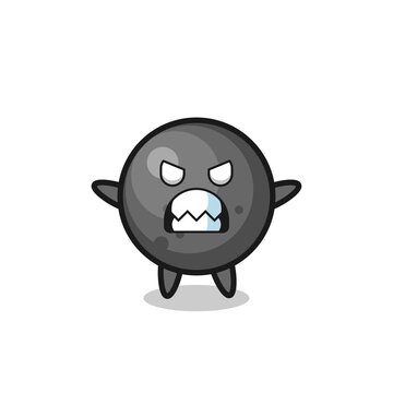 wrathful expression of the cannon ball mascot character