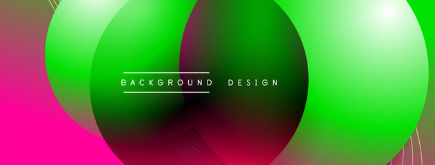 Gradient circles with shadows. Vector techno abstract background. Modern overlapping forms wallpaper background, design template