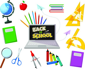 Vectorial illustration set with various elements to refer back to school