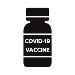 シンプルなコロナウイルスワクチンの瓶のアイコン/白背景