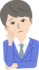 困った表情の若いビジネスマン
