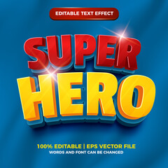 Super Hero 3d editable text effect cartoon comic style