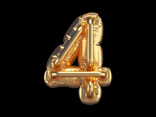 Gold luxury font. Number 4.