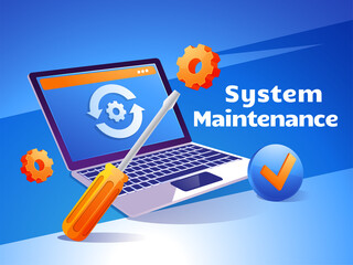 Website maintenance update internet software development webpages with laptop 