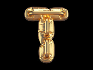 Gold luxury font. Letter T.