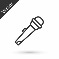 Grey line Microphone icon isolated on white background. On air radio mic microphone. Speaker sign. Vector