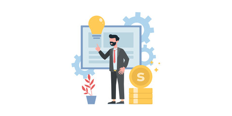 Business concepts of entrepreneurs. Concepts for web design. Market analytics. Finance prediction, trends forecast and business strategy analytics flat vector illustration