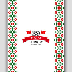 Obraz premium Vector illustration of Republic Day of Turkey. National pattern. 