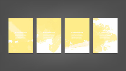 Set of yellow vector watercolor backgrounds for poster, brochure or flyer, Bundle of watercolor posters, flyers or cards. Banner template.