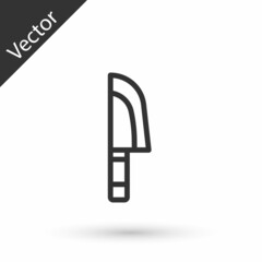 Grey line Knife icon isolated on white background. Cutlery symbol. Vector