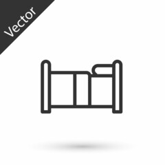 Grey line Bed icon isolated on white background. Vector