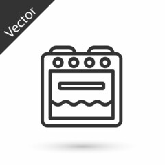 Grey line Oven icon isolated on white background. Stove gas oven sign. Vector