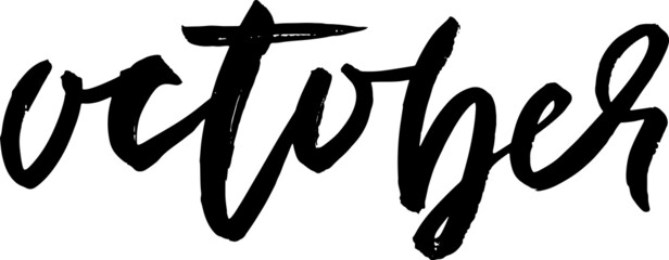 Hand drawn typography lettering. October. Month inscription. Vector Illustration.