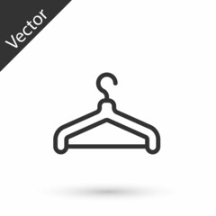 Grey line Hanger wardrobe icon isolated on white background. Cloakroom icon. Clothes service symbol. Laundry hanger sign. Vector