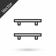 Grey line Empty wooden shelves icon isolated on white background. Vector