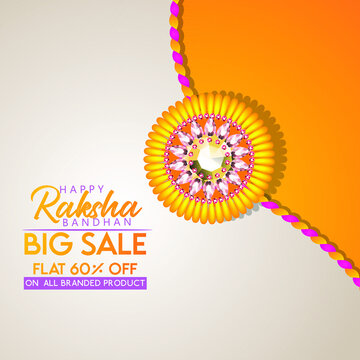 Raksha Bandhan Big Sale Banner Or Poster Design, With 60% Discount Offer Creative Rakhi