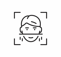 Face authentication line icon. Technology of human verification. Simple vector symbol.