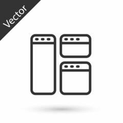 Grey line Browser window icon isolated on white background. Vector