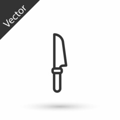 Grey line Knife icon isolated on white background. Cutlery symbol. Vector