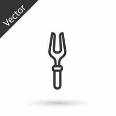 Grey line Barbecue fork icon isolated on white background. BBQ fork sign. Barbecue and grill tool. Vector
