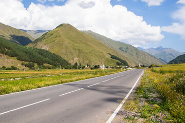 Fototapeta premium Highway and road view and landscape in Juta, Georgia.