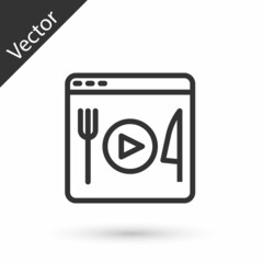 Grey line Cooking live streaming icon isolated on white background. Vector