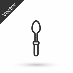 Grey line Teaspoon icon isolated on white background. Cooking utensil. Cutlery sign. Vector