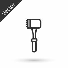 Grey line Kitchen hammer icon isolated on white background. Meat hammer. Vector