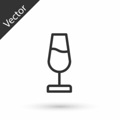 Grey line Wine glass icon isolated on white background. Wineglass sign. Vector