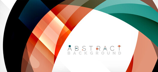 Geometric abstract background. Circle created with overlapping color shapes. Vector Illustration For Wallpaper, Banner, Background, Landing Page