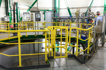 Set of valves and pipes. Factory interior. Berlin, Germany.