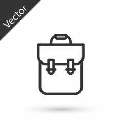 Grey line School backpack icon isolated on white background. Vector