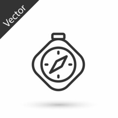 Grey line Compass icon isolated on white background. Windrose navigation symbol. Wind rose sign. Vector