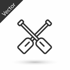 Grey line Paddle icon isolated on white background. Paddle boat oars. Vector