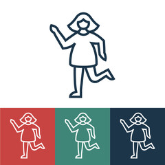 Linear vector icon with girl